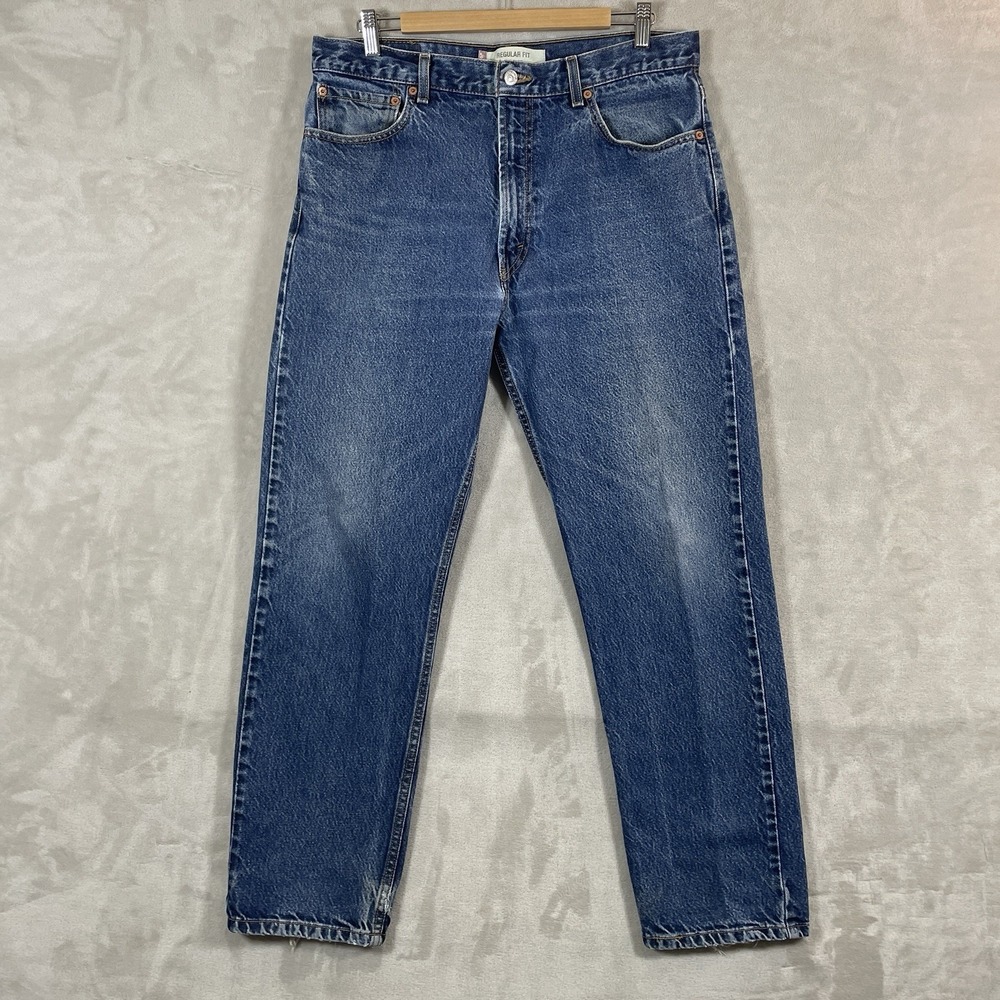 Vtg Levis 505 Jeans Mens 36x32 (fit 34x31) Y2K 2000s Whisker Fade Dark Wash